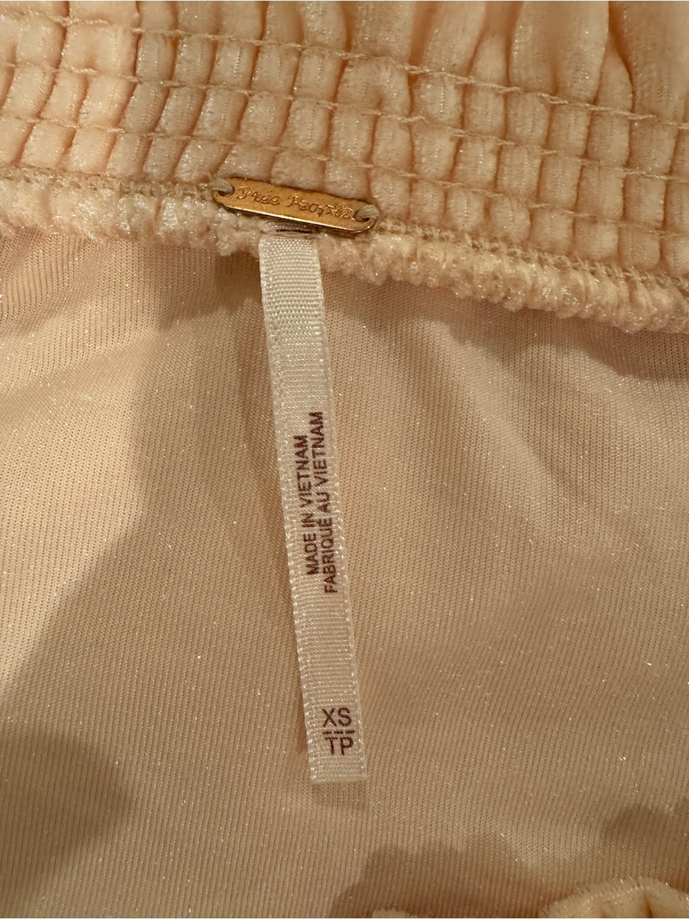 Free People Velvet Puff Sleeve Tie Front Top Blush Pink Size XS - Picture 14 of 16